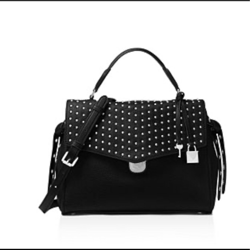 MICHAEL Michael Kors Black Satchel with Silver Studs